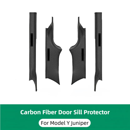 Topabyte Carbone Fibre Door Sill Protectors for Model 3 / Y 2018-2025 + Highland / Juniper (5 places)