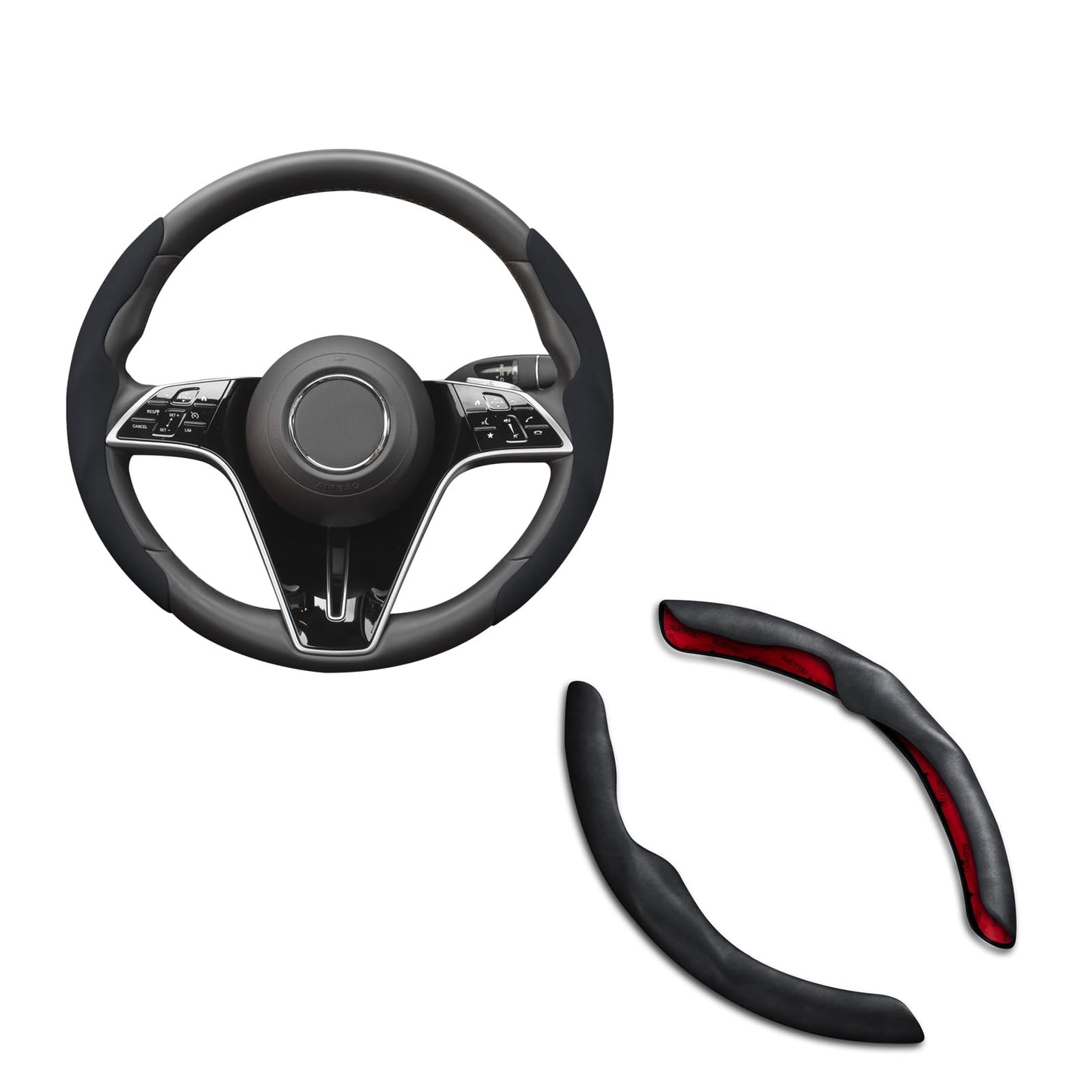 TOPABYTE Steering Wheel Cover Carbon Fiber and Liquid Style for All Model 3 Y S X Universally for Most Car