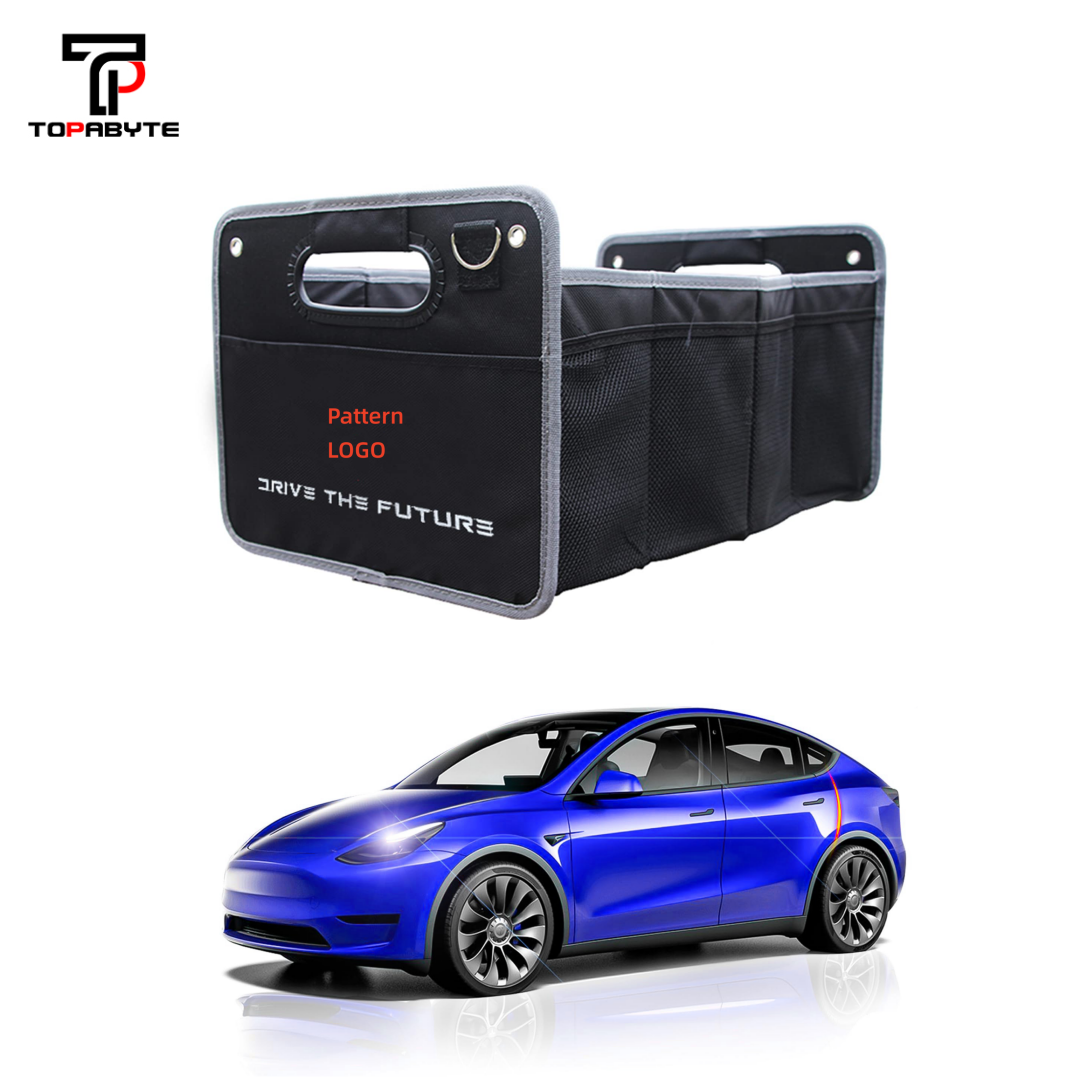 TOPABYTE Rear Trunk Organizer Storage Box Collapsible Container For All Vehicle Model 3 Y S X Cybertruck