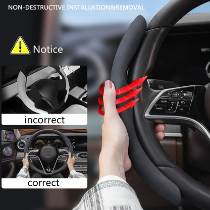 TOPABYTE Steering Wheel Cover Carbon Fiber and Liquid Style for All Model 3 Y S X Universally for Most Car