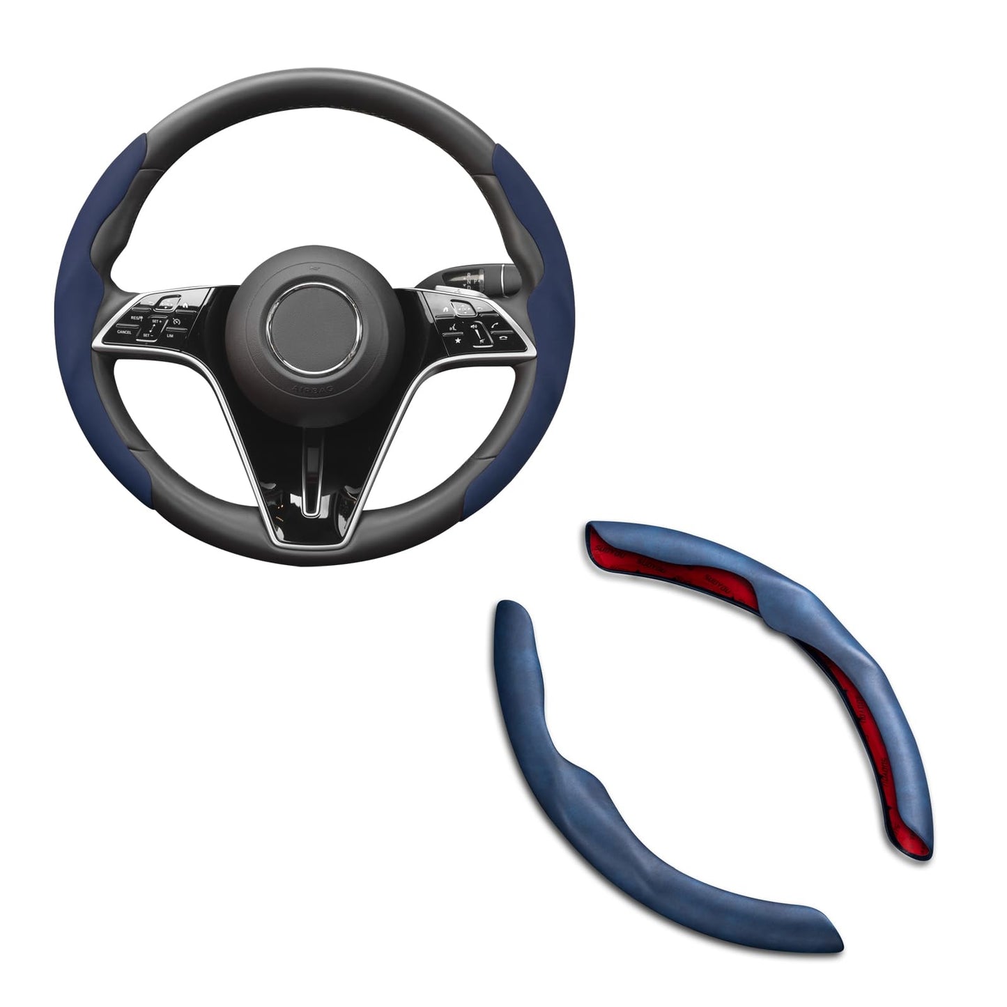 TOPABYTE Steering Wheel Cover Carbon Fiber and Liquid Style for All Model 3 Y S X Universally for Most Car