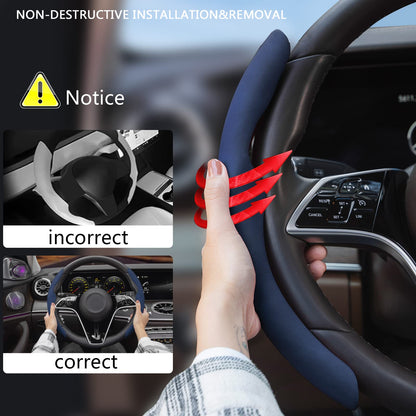 TOPABYTE Steering Wheel Cover Carbon Fiber and Liquid Style for All Model 3 Y S X Universally for Most Car