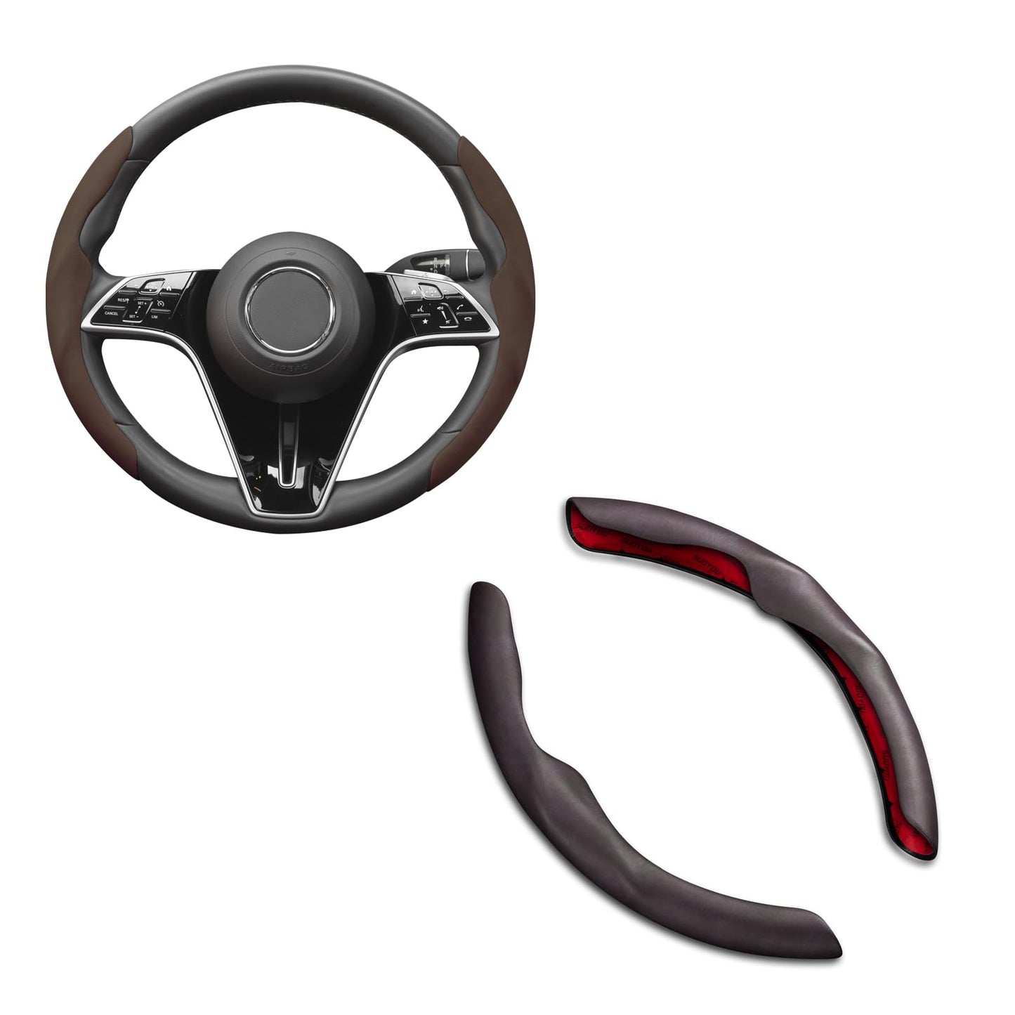 TOPABYTE Steering Wheel Cover Carbon Fiber and Liquid Style for All Model 3 Y S X Universally for Most Car