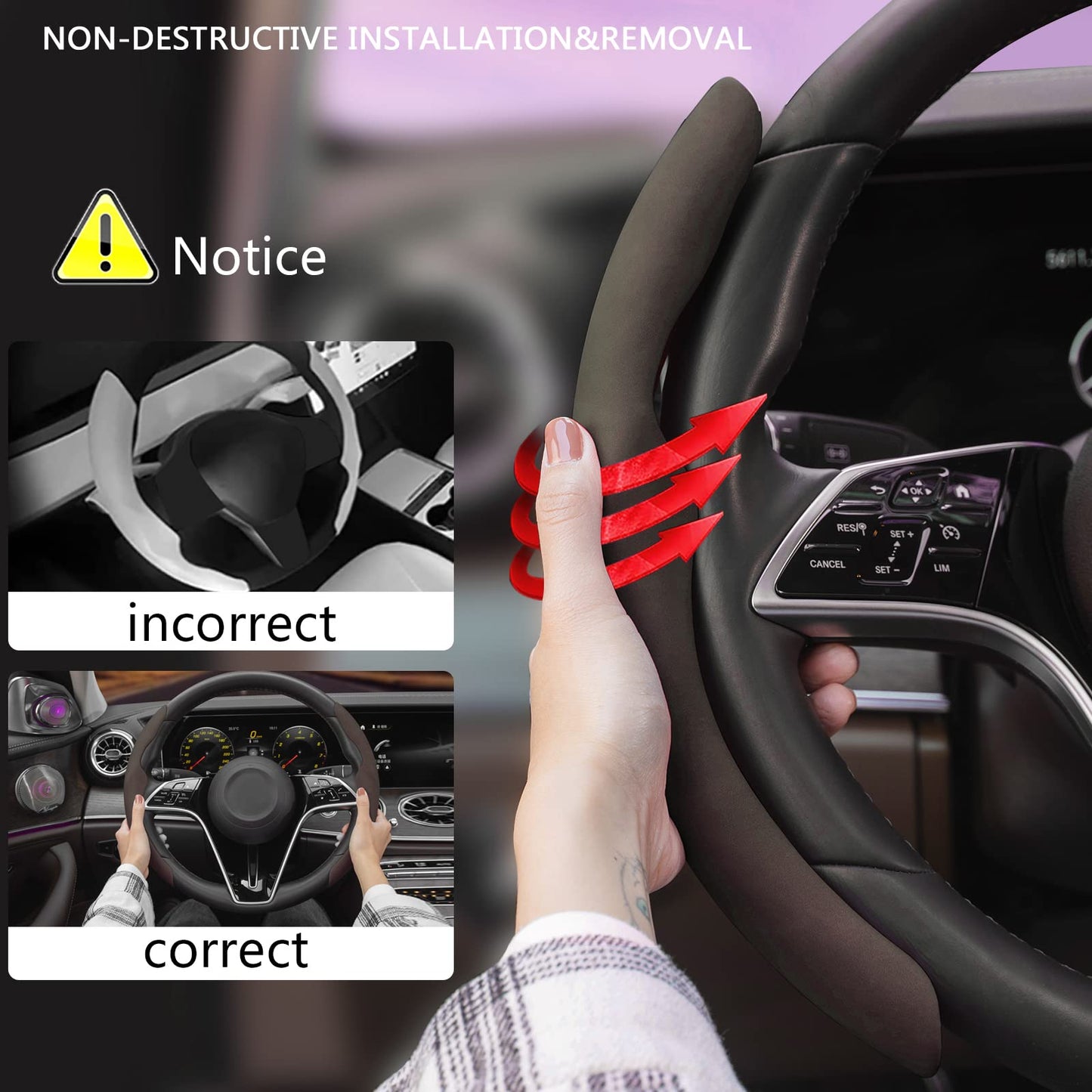 TOPABYTE Steering Wheel Cover Carbon Fiber and Liquid Style for All Model 3 Y S X Universally for Most Car