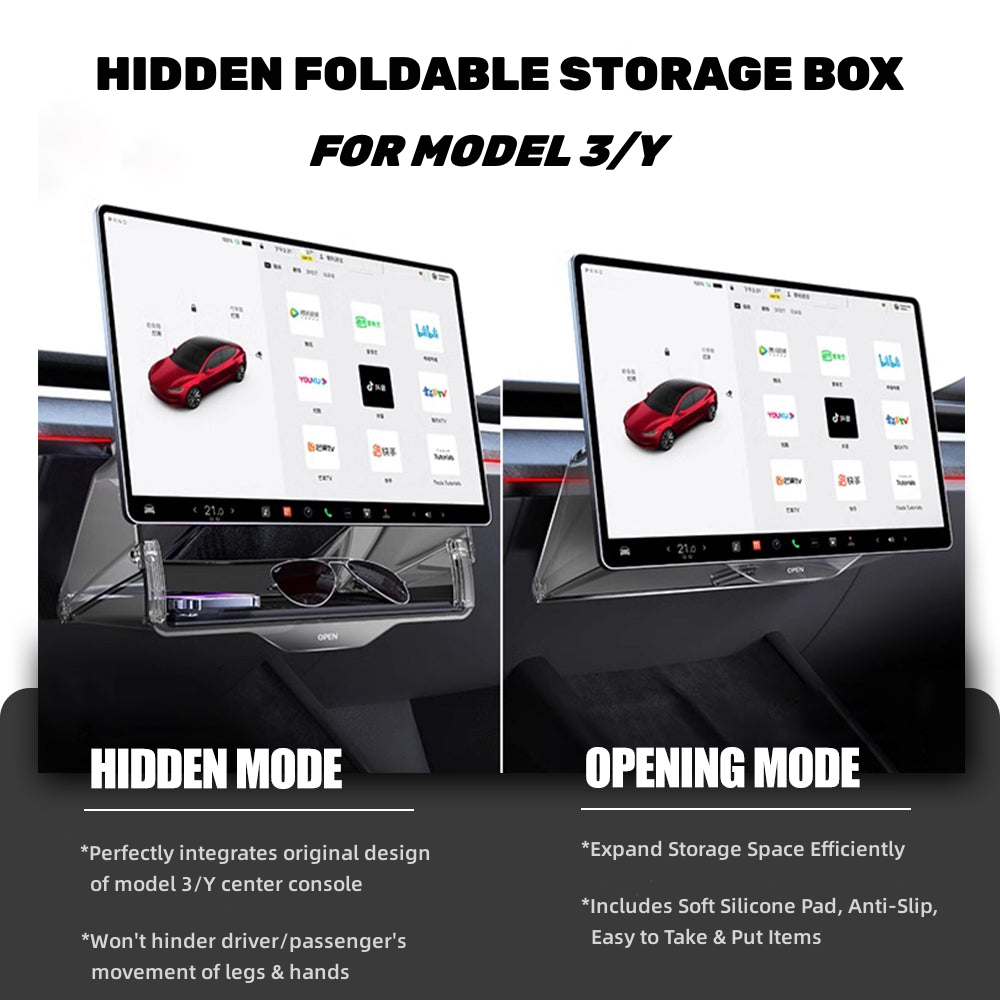 TOPABYTE Storage Box Under Screen for Model 3Y