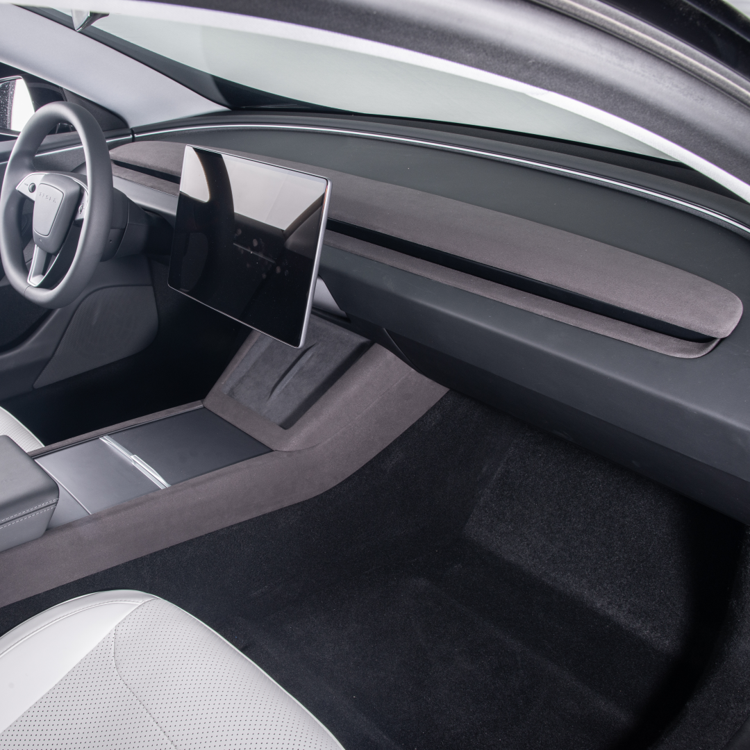 TOPABYTE Dashboard Cover Trim for Model Y Juniper & Model 3 Highland (Suede ABS & Real Carbon Fiber)