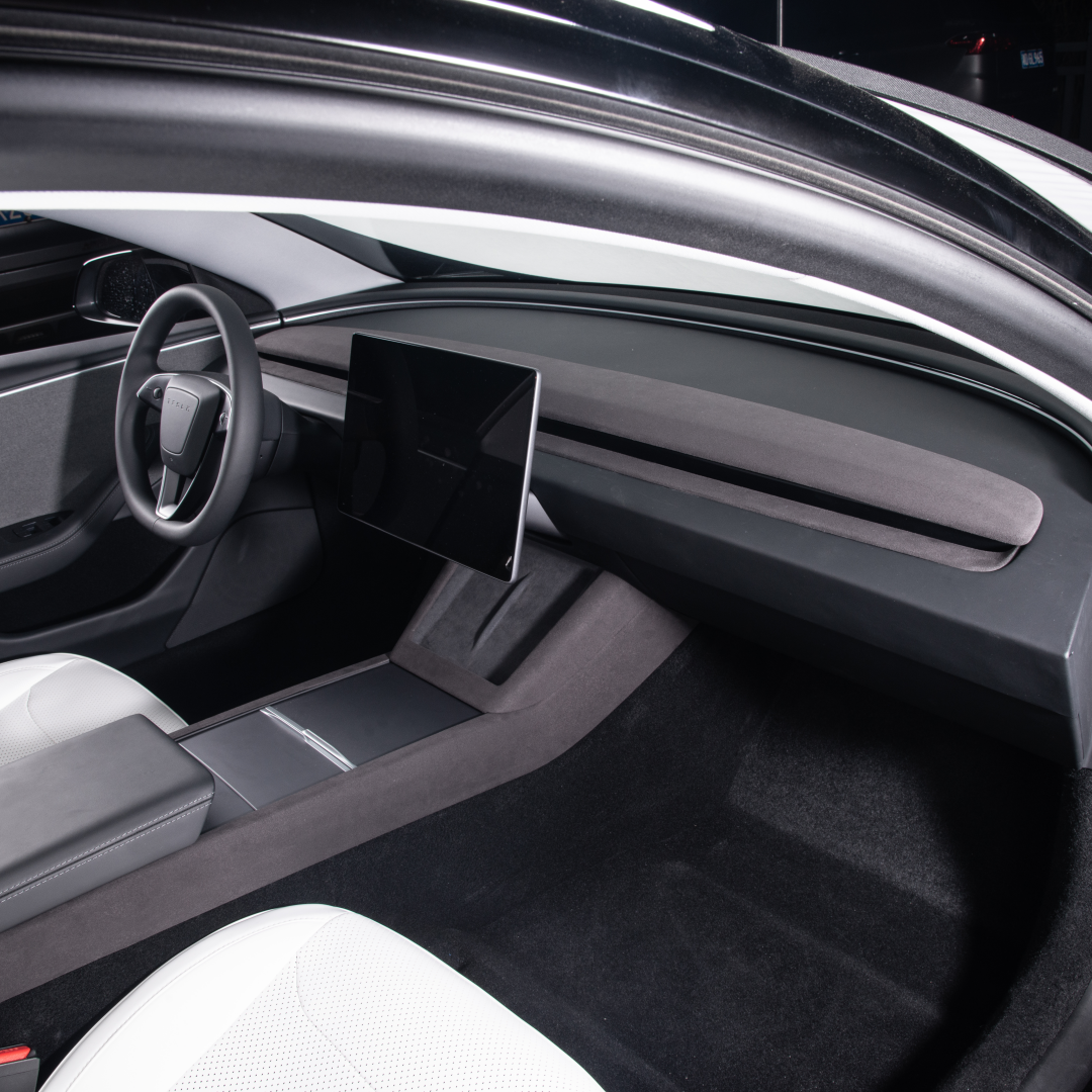 TOPABYTE Dashboard Cover Trim for Model Y Juniper & Model 3 Highland (Suede ABS & Real Carbon Fiber)