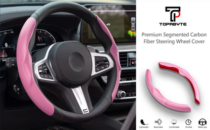 TOPABYTE Steering Wheel Cover Carbon Fiber and Liquid Style for All Model 3 Y S X Universally for Most Car