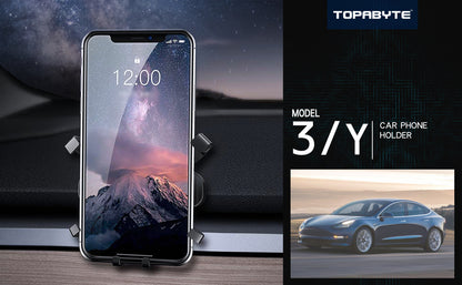 TOPABYTE Support de téléphone de voiture par gravité pour modèle 3/Highland/Y compatible avec tous les téléphones de 4 à 6,5 pouces (noir piano)