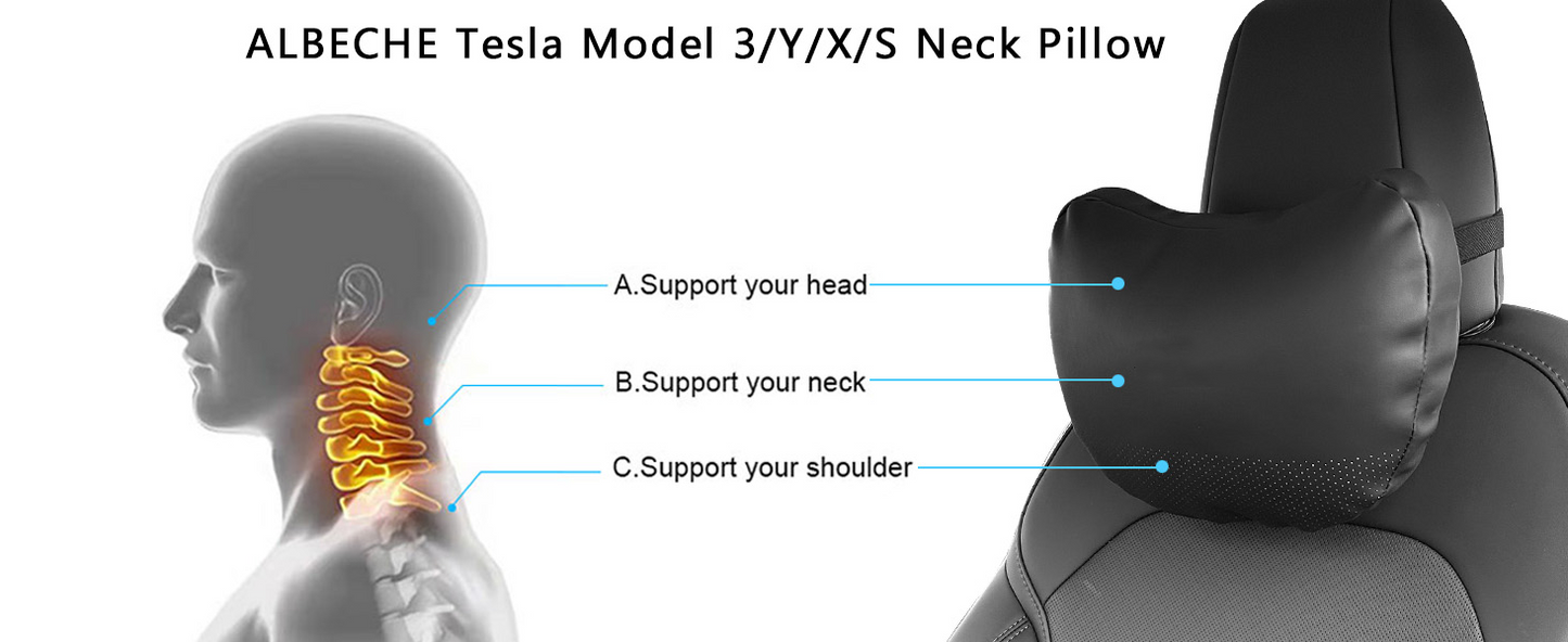 TOPABYTE Almohada universal para reposacabezas de coche para modelo Y S X 3 Highland Cybertruck y todos los vehículos