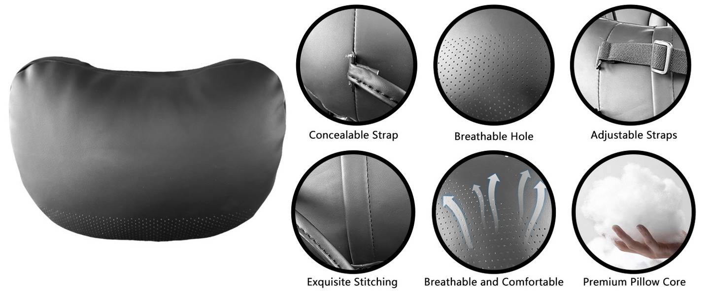 TOPABYTE Universal Car Headrest Nappa Skórzowa poduszka na szyję do BMW (czarny/biały/różowy/tacora czerwony)