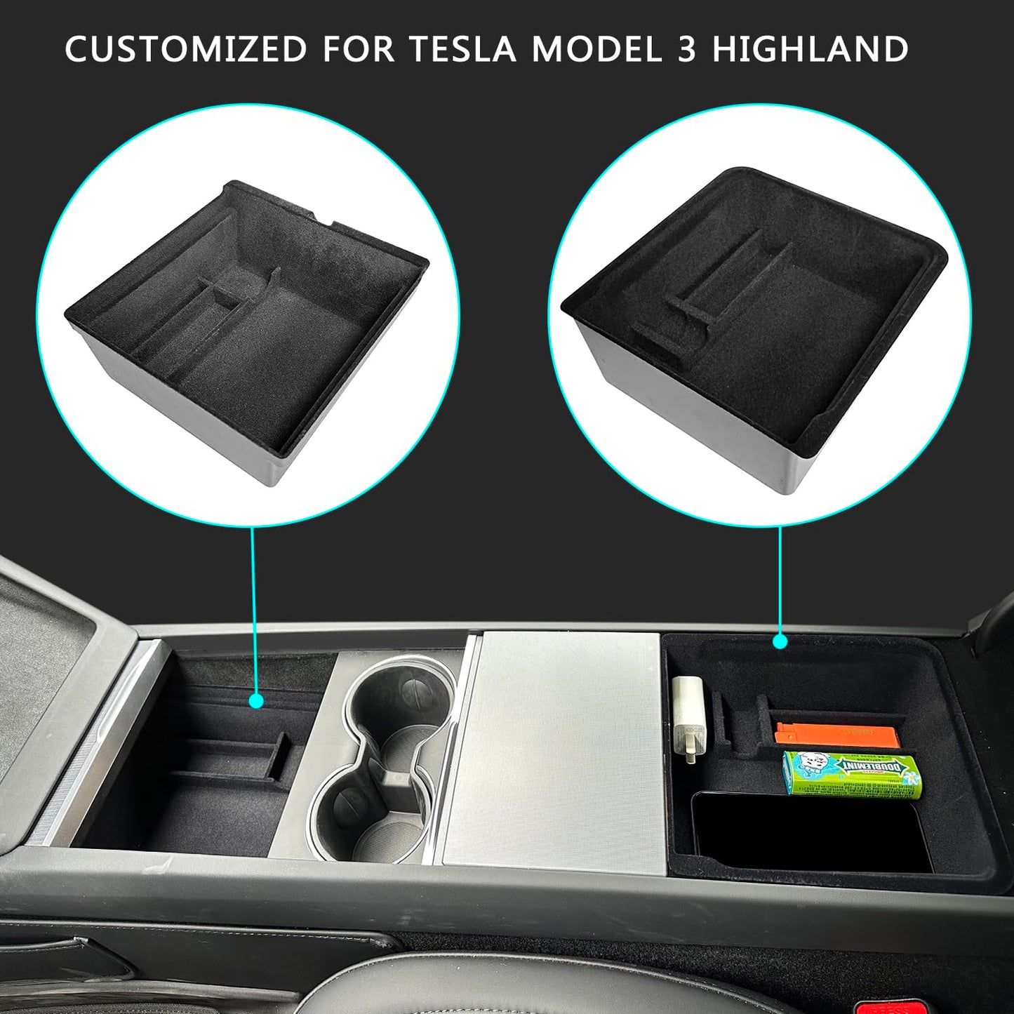 Topabyte Center Console Organizer dla Model Y Juniper & Model 3 Highland