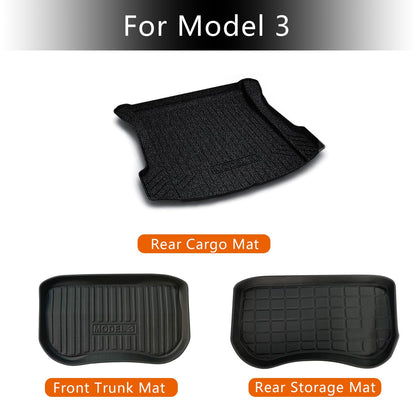 TOPABYTE TPE Front & Rear Trunk Mat for Model 3 Before 2023 Oct. and Model Y 2020-2024