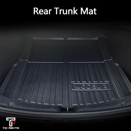 TOPABYTE TPE Front & Rear Trunk Mat for 2024 2025 Model 3 Highland All Weather Protection