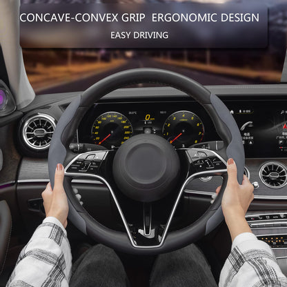 TOPABYTE Steering Wheel Cover Carbon Fiber and Liquid Style for All Model 3 Y S X Universally for Most Car