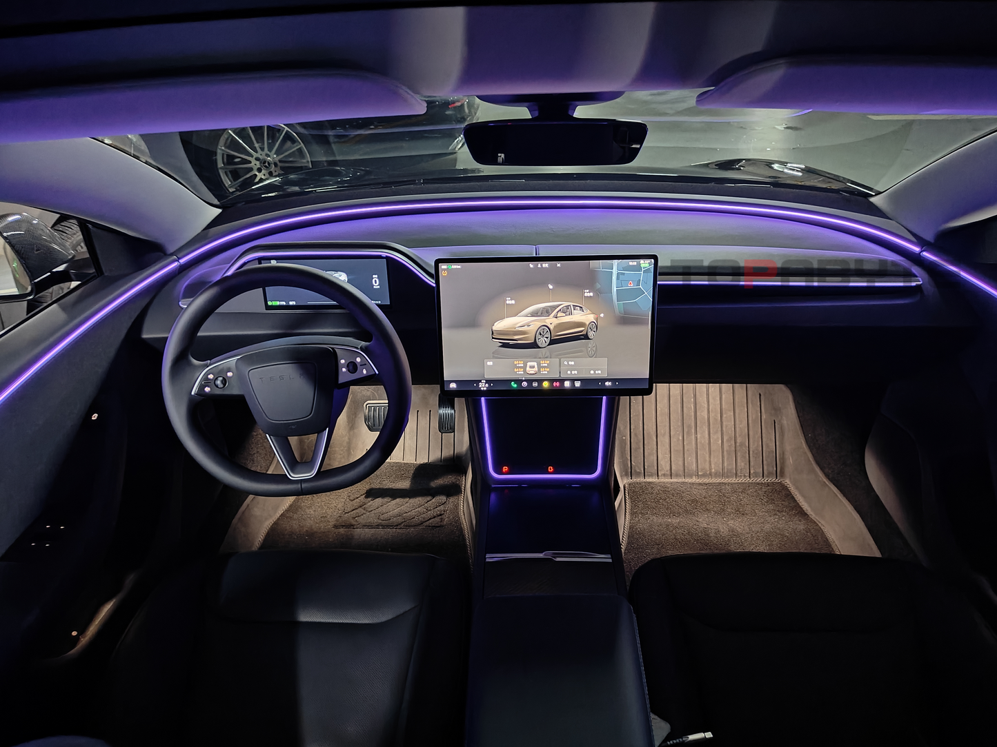 Topabyte 8.9 '' Dashboard Strument Cluster Schermata con illuminazione ambientale per Model 3 Highland & Model Y 2025 Juniper