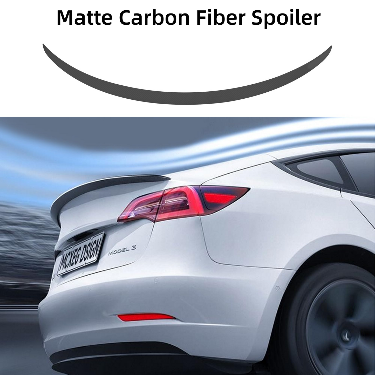 TOPABYTE Rear Spoiler Wing Lip for Model 3 (NOT for Highland) & All Model Y