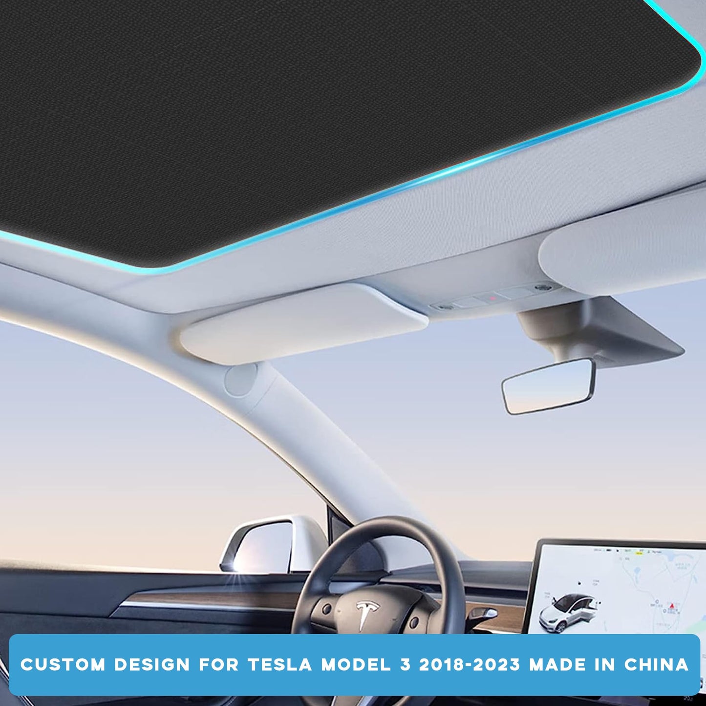 TOPABYTE Roof Sunshade Ice Crystal Net for Model Y 2020-2025 & Model 3 2018-2025