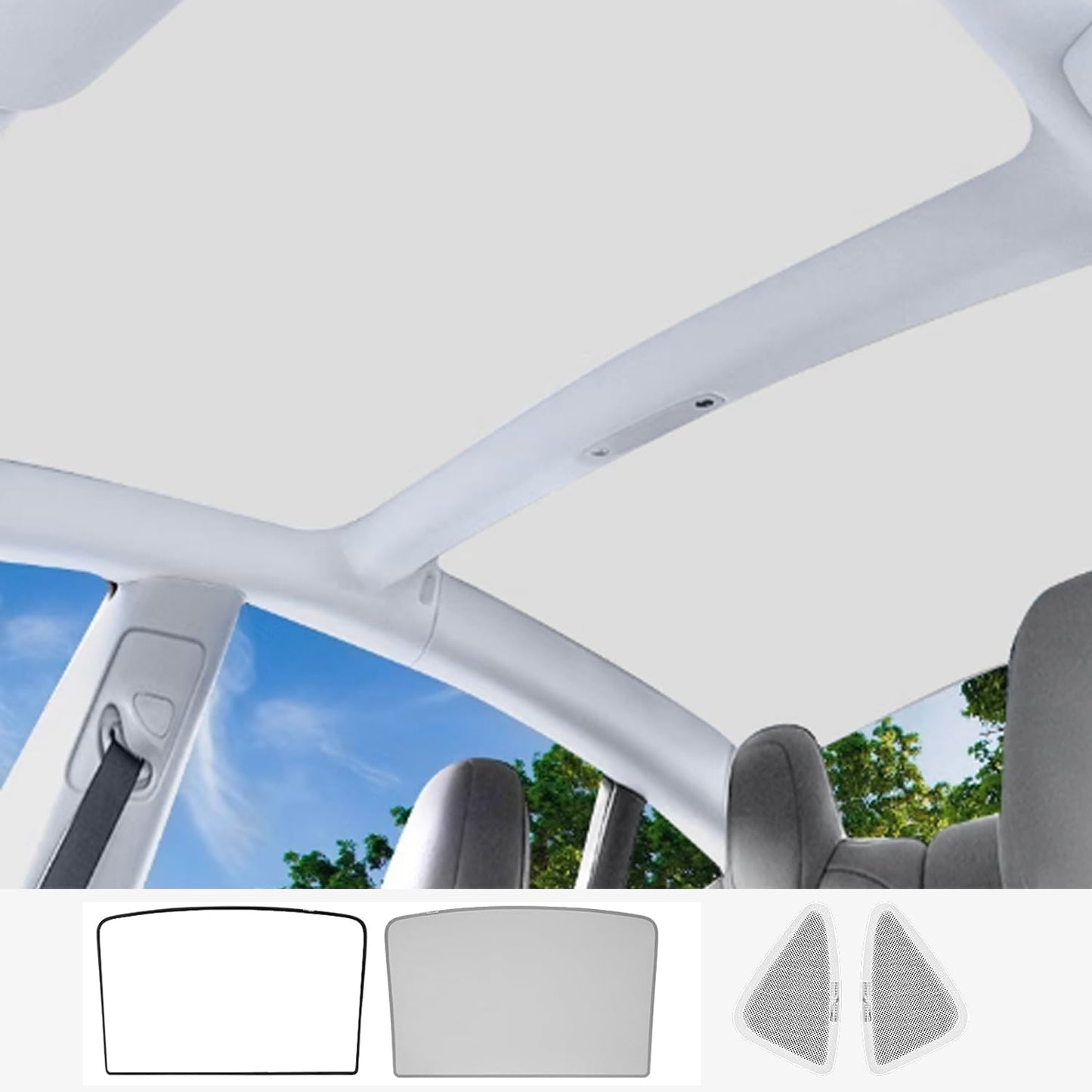 TOPABYTE Roof Sunshade Ice Crystal Net for Model Y 2020-2025 & Model 3 2018-2025