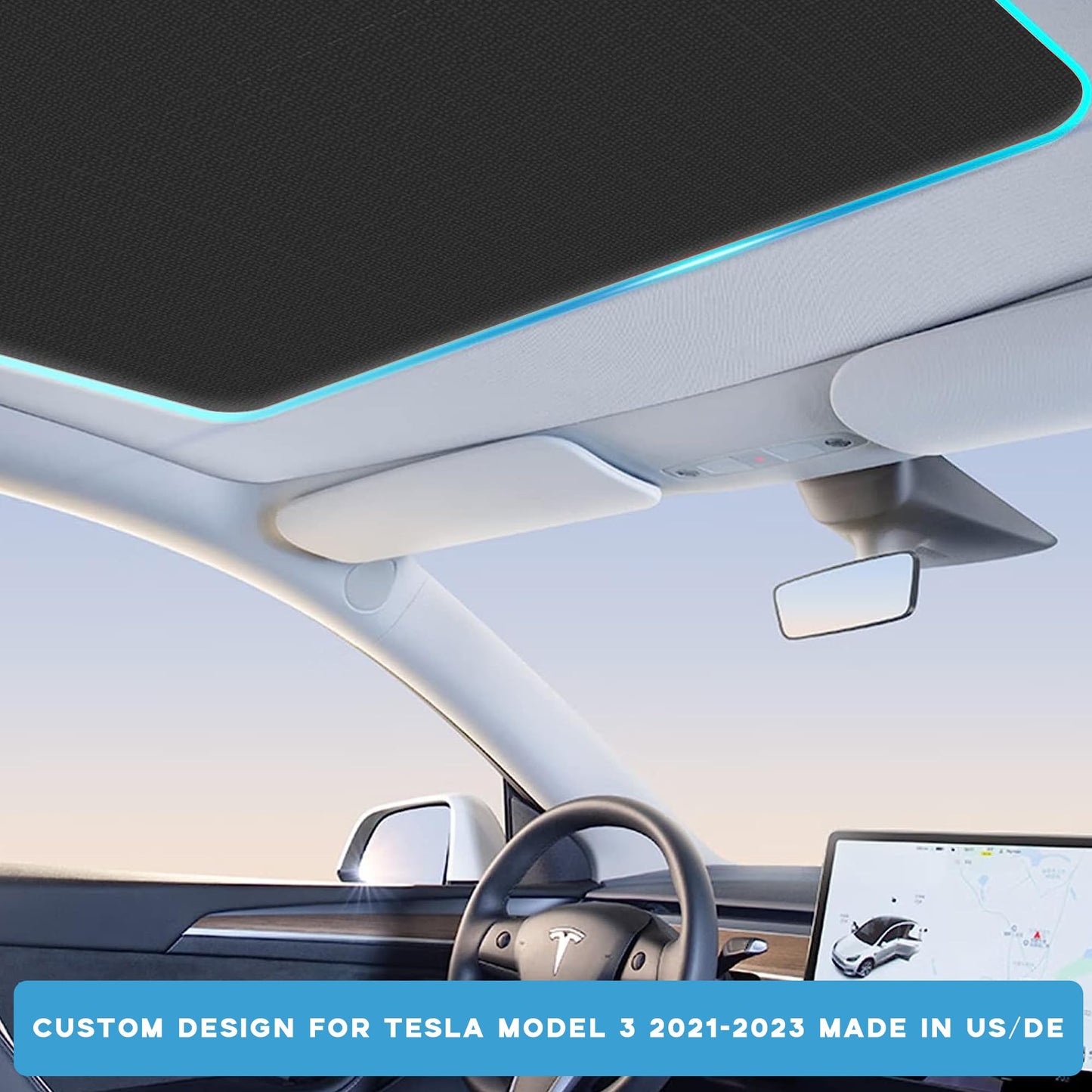 TOPABYTE Roof Sunshade Ice Crystal Net for Model Y 2020-2025 & Model 3 2018-2025