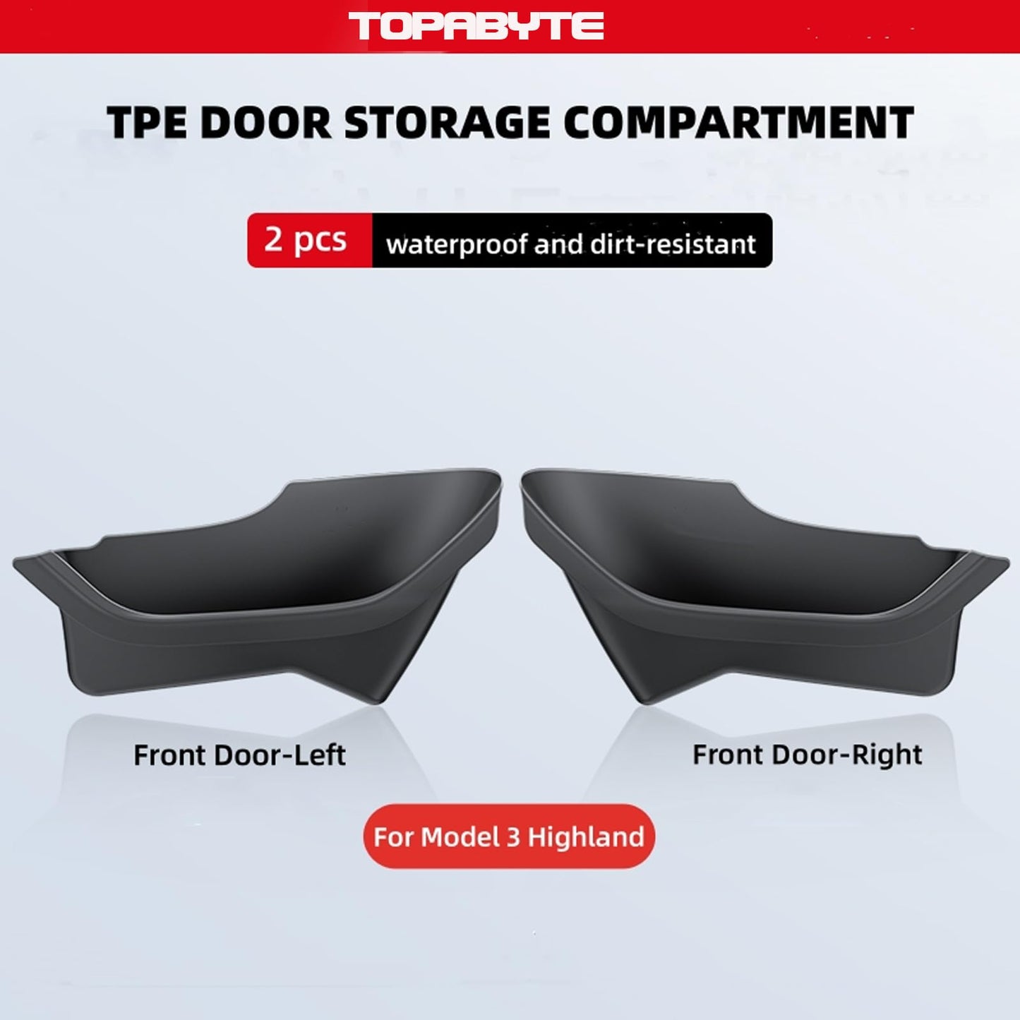 TOPABYTE Plateau de rangement latéral pour porte avant et arrière, 4 pièces pour modèle 3 et modèle Y 