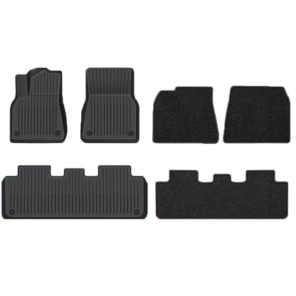 TOPABYTE TPE Floor Mats with Double Layer Flocking for Model Y 2020-2024 All-Weather Protection (6 PCs)