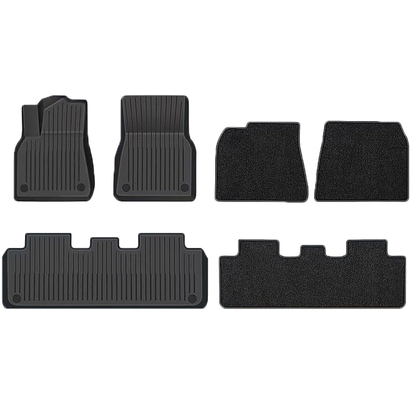 TOPABYTE TPE Floor Mats with Double Layer Flocking for Model 3 Before 2023 Oct. All-Weather Protection (6 PCs)