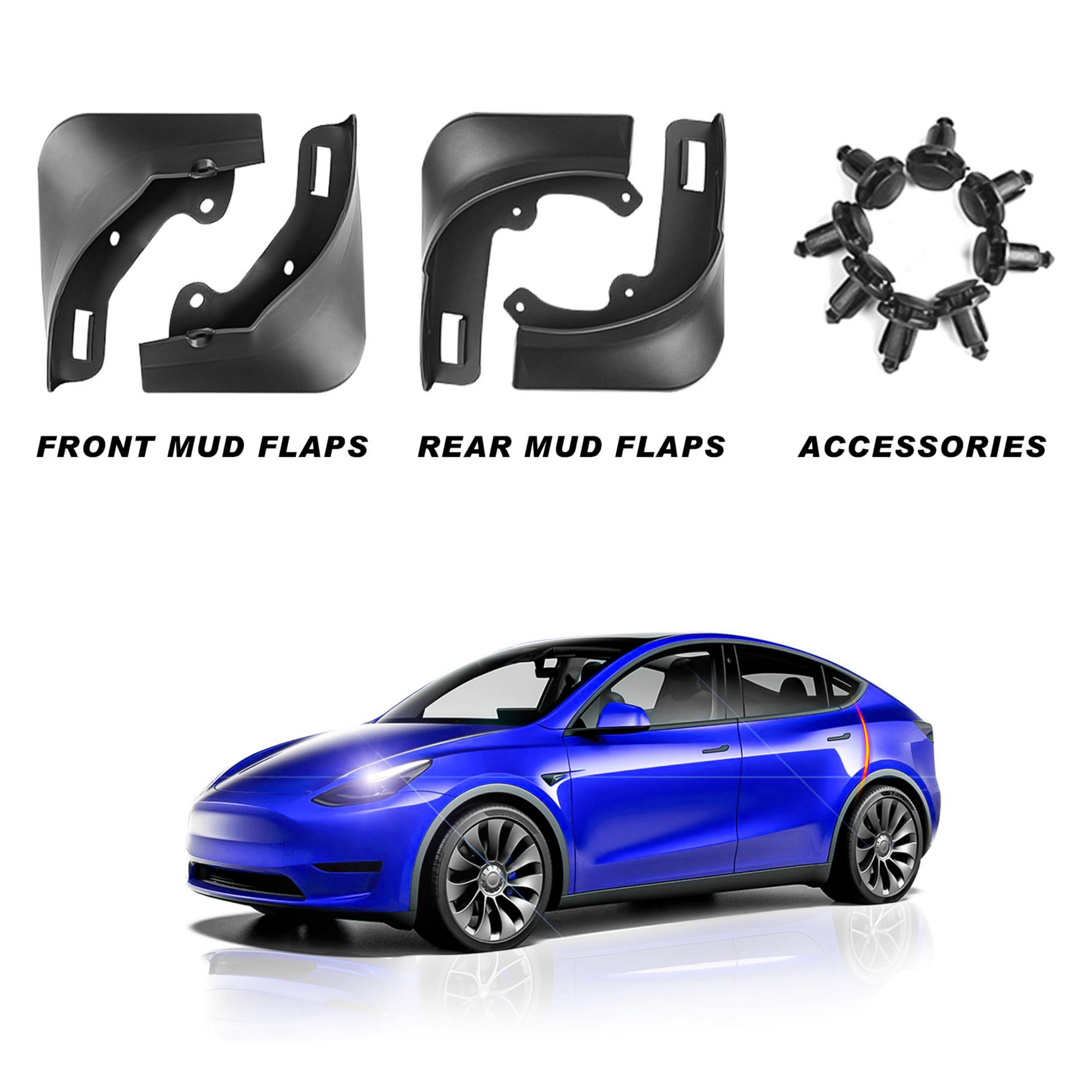 Tesla Model Y Juniper Accessories Wigoo No-Drill Mud Flaps For 2025 Tesla Model Y Juniper - Paint Protection & All-Weather Guards Accessories For