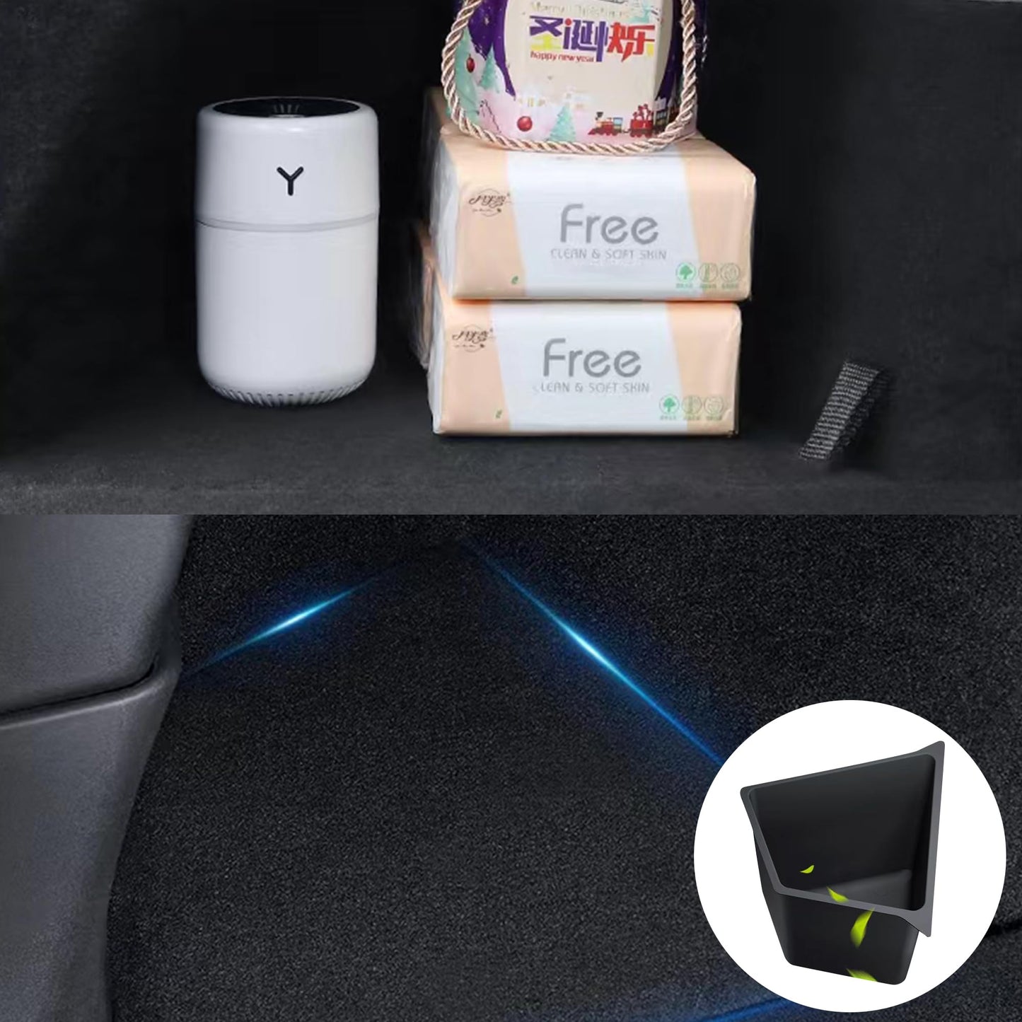 TOPABYTE Rear Trunk Organizers with Lid for All Model Y Model 3