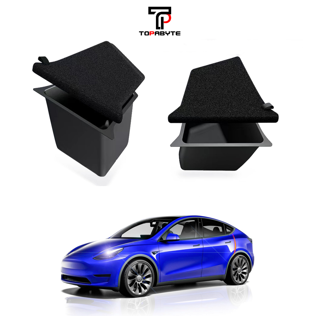 TOPABYTE Rear Trunk Organizers with Lid for Model Y 2020-2024 & Model 3 2017-2025