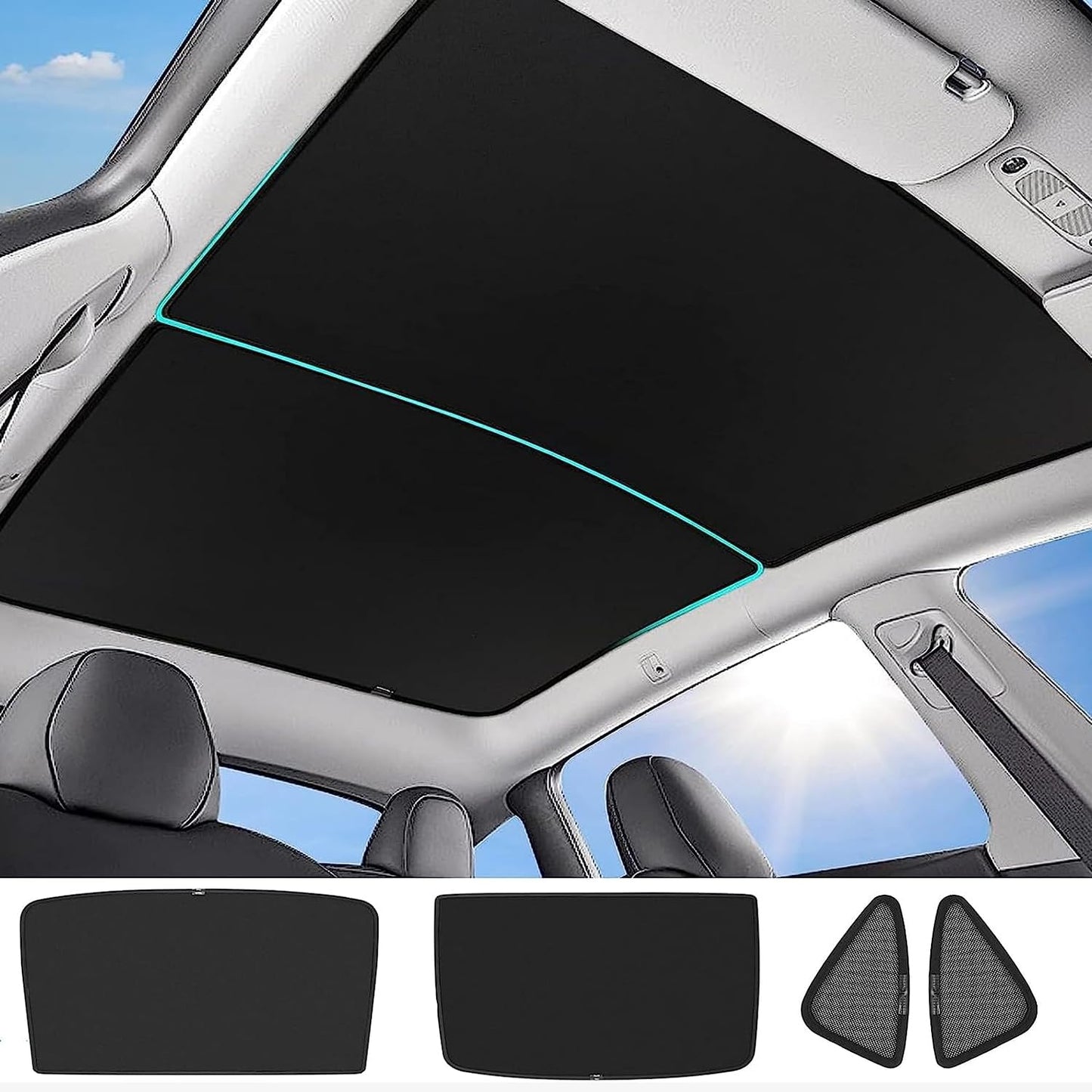 TOPABYTE Roof Sunshade Ice Crystal Net for Model Y 2020-2025 & Model 3 2018-2025