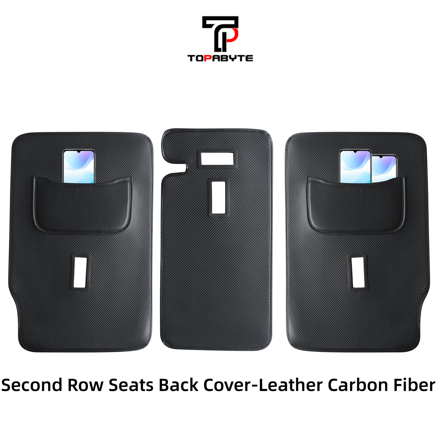 TOPABYTE Second Row Seats Back Protector Mats Leather 3PCs for 2020-2024 Model Y 5-Seats