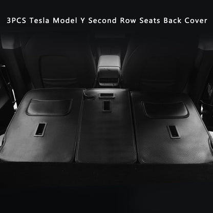 TOPABYTE Second Row Seats Back Protector Mats Leather 3PCs for 2020-2024 Model Y 5-Seats