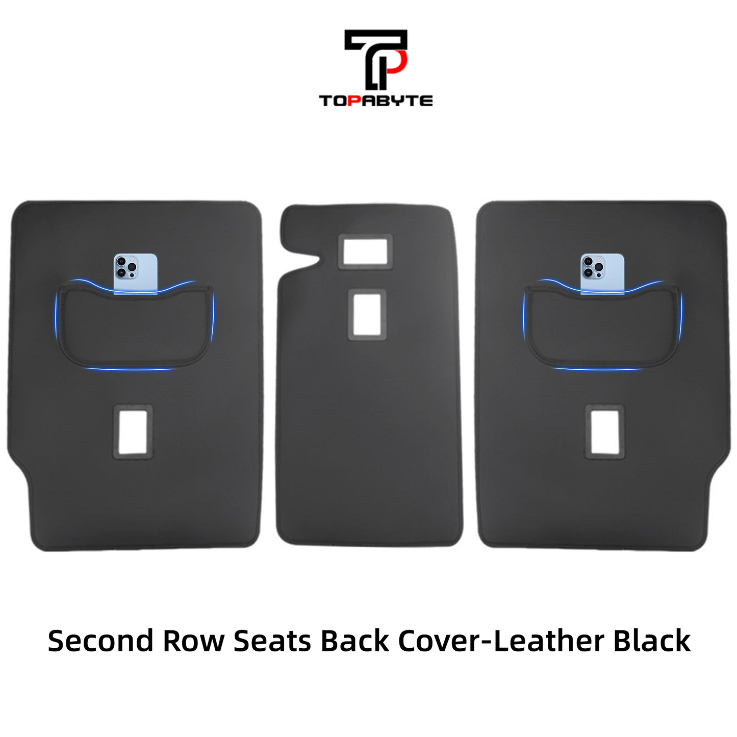 TOPABYTE Second Row Seats Back Protector Mats Leather 3PCs for 2020-2024 Model Y 5-Seats