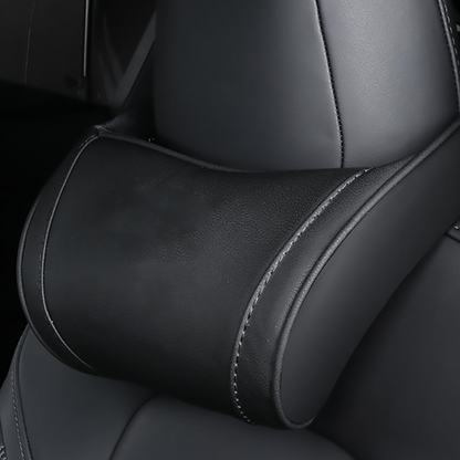 TOPABYTE Memory Foam Car Headrest Neck Pillow & Leather Lumbar Support All Model 3/X/S/Y