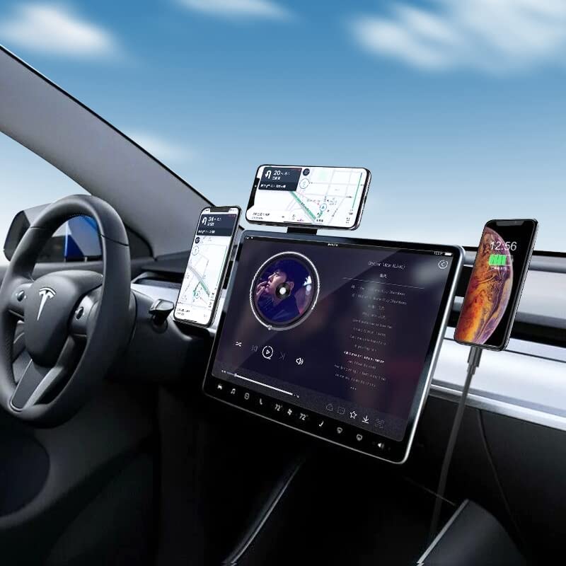 TOPABYTE Magnetic Phone Mount for Model 3 Y S X Cybertruck Invisible Foldaway Design for Screen