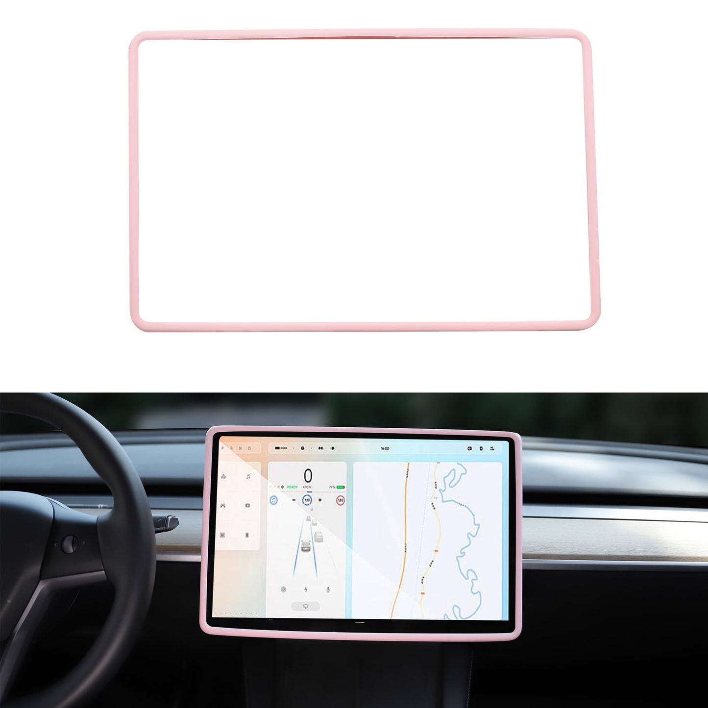 TOPABYTE Center Console Accessories Set - Cup Holder, Screen Edge Protector, Wireless Charger Mat Silicone For Model 3/Highland/Y