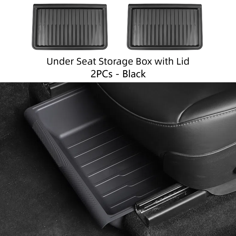 TOPABYTE Under Seat Storage Tray Hidden Organizer for Model Y Front Seats (Black White Grey)