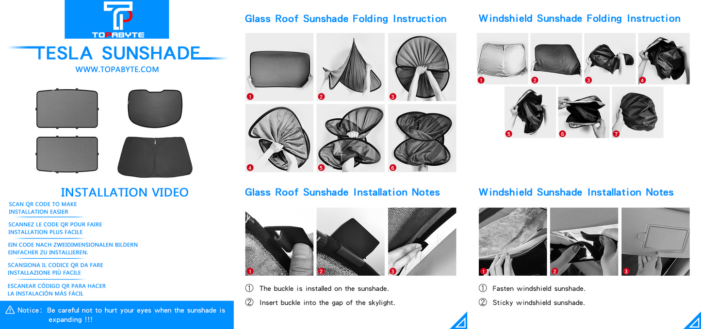 TOPABYTE Parasol de techo con red de cristal de hielo para modelo 3 2018-2024 Highland y modelo Y 2019-2024