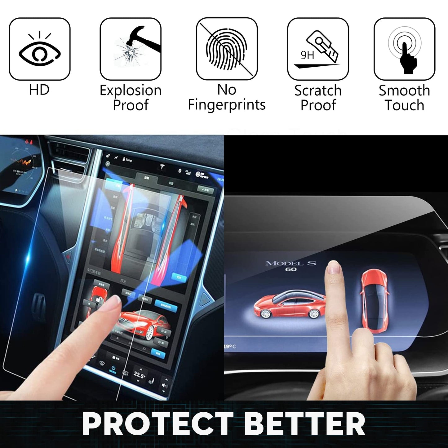 TOPABYTE Tempered Glass Screen Protector for Model 3 Y S X