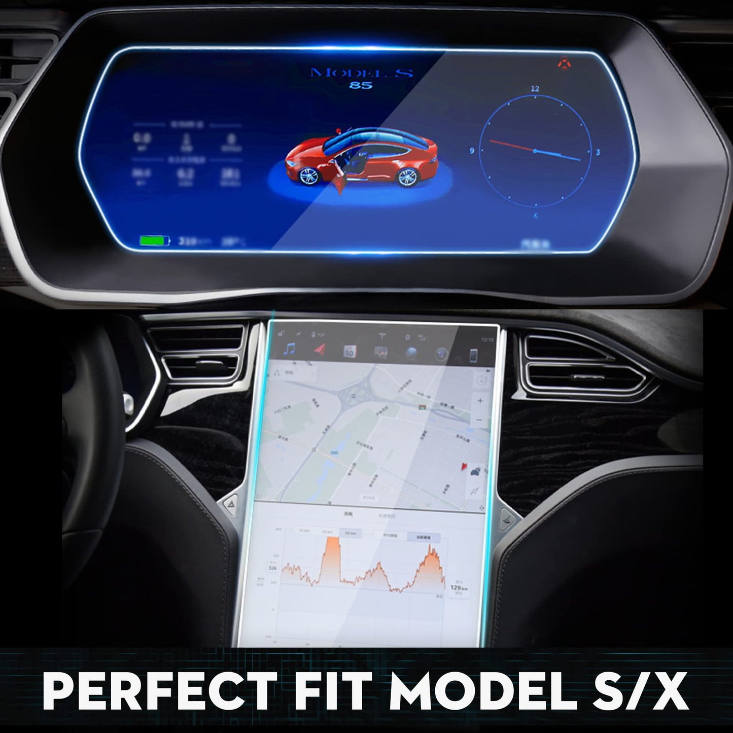 TOPABYTE Tempered Glass Screen Protector for Model 3 Y S X