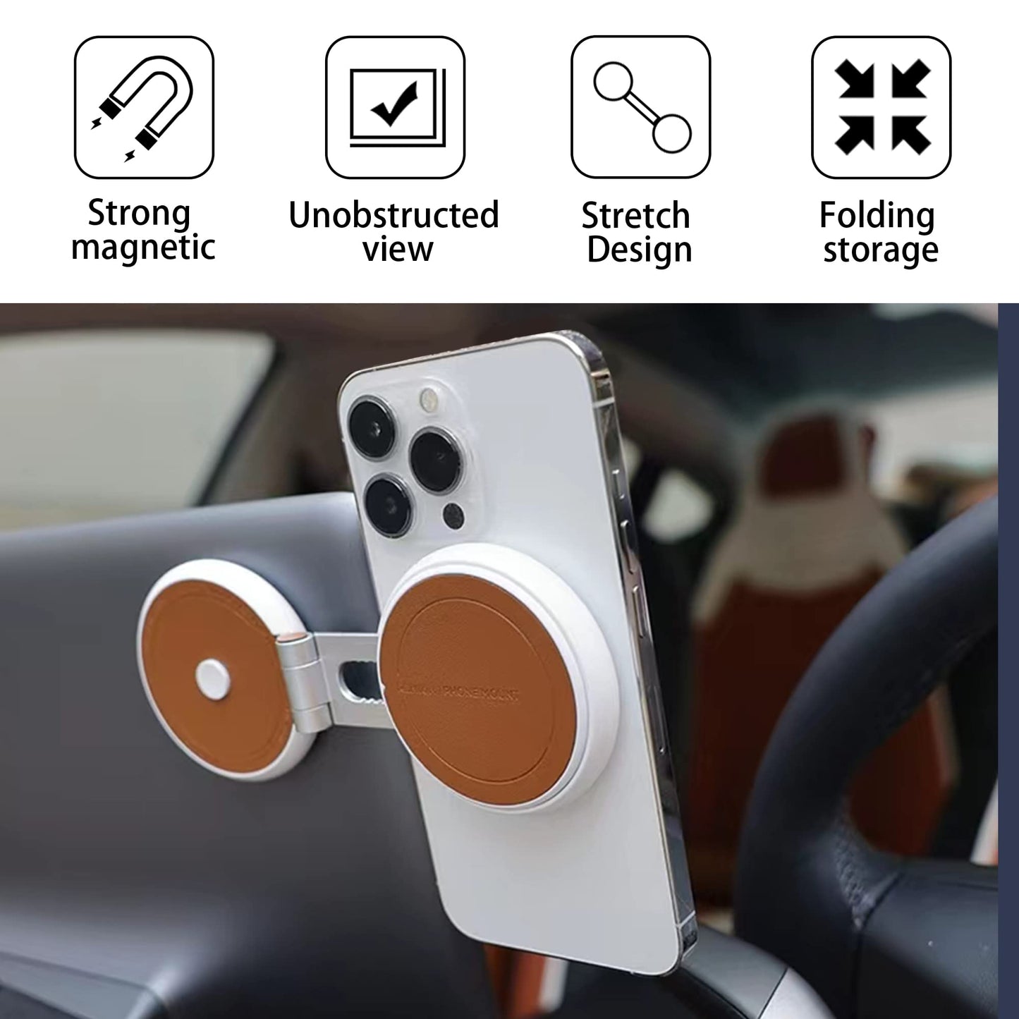 TOPABYTE Magnetic Retractable Car Phone Holder