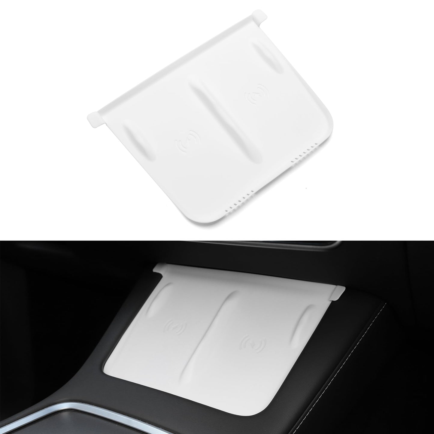 TOPABYTE Center Console Accessories Set - Cup Holder, Screen Edge Protector, Wireless Charger Mat Silicone For Model 3/Highland/Y/Juniper