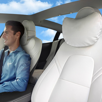 TOPABYTE Universal Car Headrest Nappa skórzana poduszka na szyję (czarny biały róż)