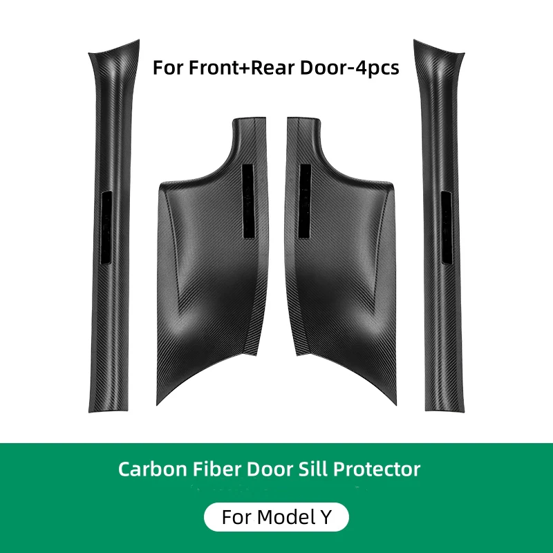 TOPABYTE Carbon Fiber Door Sill Protectors for Model 3/Y