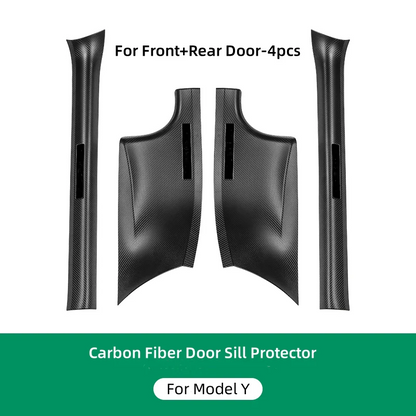 TOPABYTE Carbon Fiber Door Sill Protectors for Model 3/Y