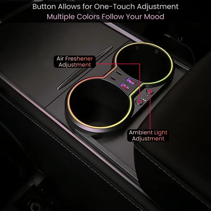 TOPABYTE Center Console Ambient Lighting USB Hub Docking Station with Air Freshener for Model 3/Y