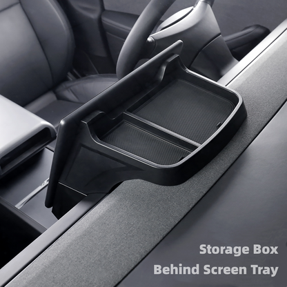 TOPABYTE Center Console Organizer Storage Box for 2025 Model Y Juniper & 2024+ Model 3 Highland (Under Screen & Behind Screen Tray)