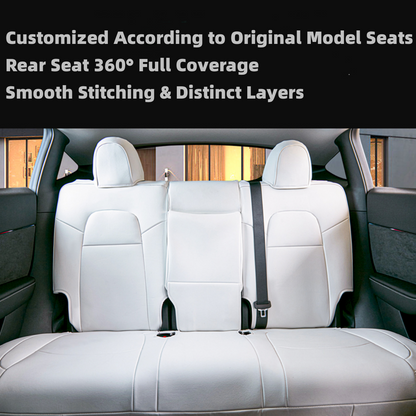 TOPABYTE Leather Seat Covers Full Set for Model Y 3 & Highland
