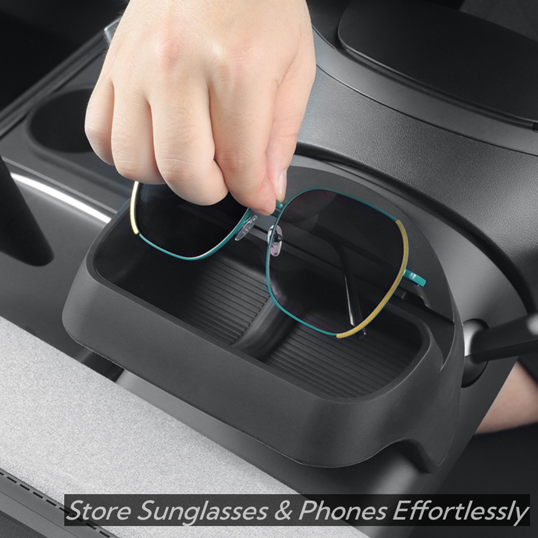 TOPABYTE Silicone Sunglasses Storage Organizer Behind Steering Wheel for Model 3 Y Center Console